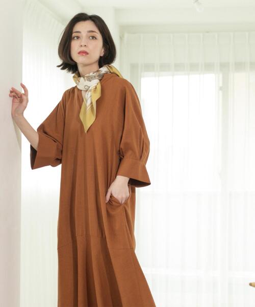 OPAQUE.CLIP（オペークドットクリップ）の「◆キーネックワンピース【洗える】（ワンピース・レディース・ピンク系/キャメル/ブラック・42/38/40）」の12枚目の写真