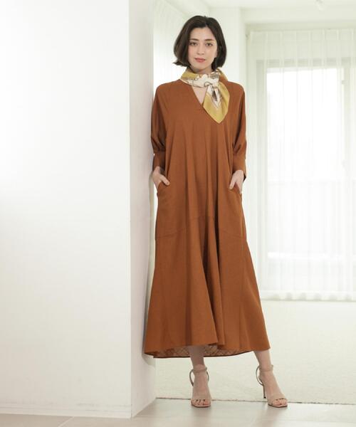 OPAQUE.CLIP（オペークドットクリップ）の「◆キーネックワンピース【洗える】（ワンピース・レディース・ピンク系/キャメル/ブラック・42/38/40）」の14枚目の写真