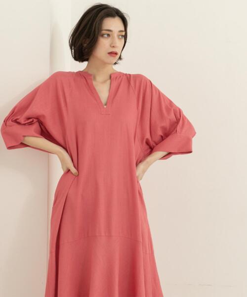 OPAQUE.CLIP（オペークドットクリップ）の「◆キーネックワンピース【洗える】（ワンピース・レディース・ピンク系/キャメル/ブラック・42/38/40）」の18枚目の写真