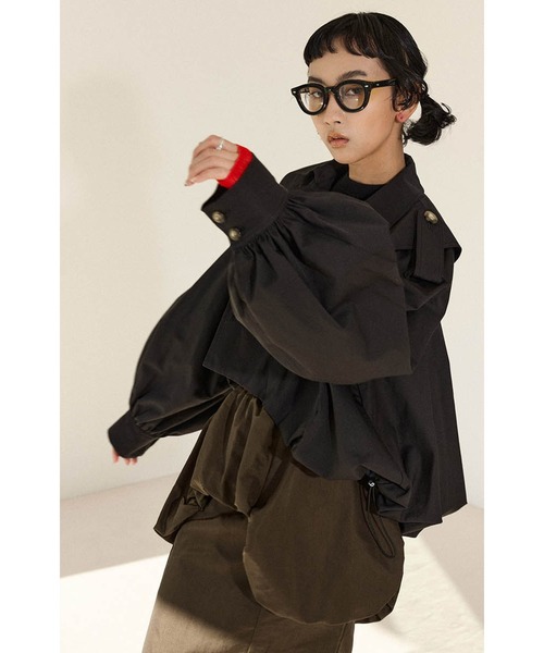 【新品未使用】OMMO BALLOON TRENCH BLOUSON 黒 セール】BALLOON TRENCH BLOUSON（ブルゾン）｜OMMO（オーエム