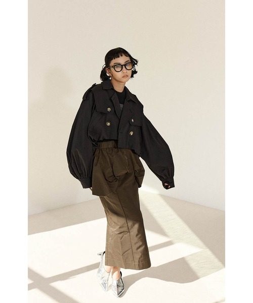 OMMO トレンチコート ブラック BALLOON TRENCH BLOUSON OMMO トレンチコート ブラック BALLOON TRENCH BLOUSON OMMO トレンチ