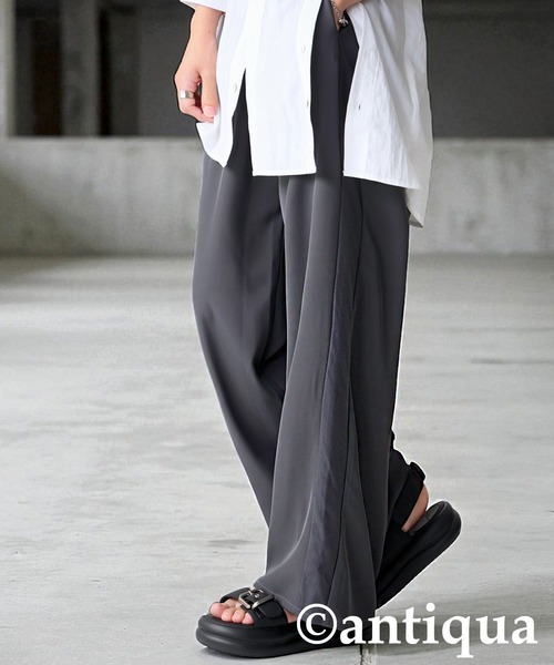 antiqua(アンティカ)の「サイドチュール切替パンツ(その他パンツ・レディース・ブラック/チャコールグレー・LARGE/MEDIUM)」の2枚目の写真