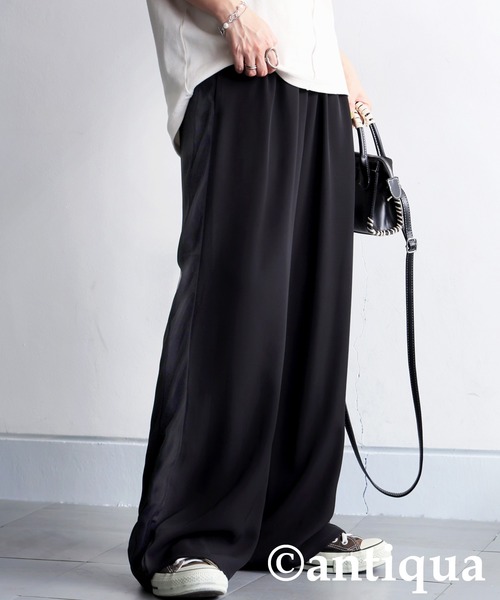 antiqua(アンティカ)の「サイドチュール切替パンツ(その他パンツ・レディース・ブラック/チャコールグレー・LARGE/MEDIUM)」の1枚目の写真