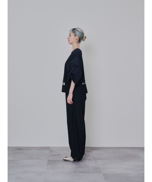 DOLLUPOOPS（ドールアップウップス）の「サイドプリーツ配色ステッチパンツ（スラックス・レディース・ワインレッド/ブラウン/ブラック・38）」の22枚目の写真