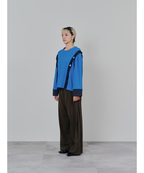 DOLLUPOOPS（ドールアップウップス）の「サイドプリーツ配色ステッチパンツ（スラックス・レディース・ワインレッド/ブラウン/ブラック・38）」の4枚目の写真