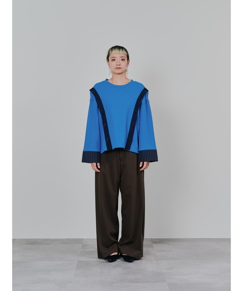 DOLLUPOOPS（ドールアップウップス）の「サイドプリーツ配色ステッチパンツ（スラックス・レディース・ワインレッド/ブラウン/ブラック・38）」の5枚目の写真