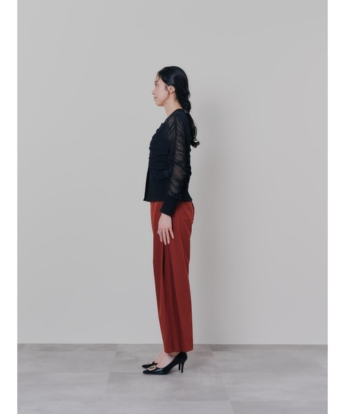 DOLLUPOOPS（ドールアップウップス）の「サイドプリーツ配色ステッチパンツ（スラックス・レディース・ワインレッド/ブラウン/ブラック・38）」の10枚目の写真