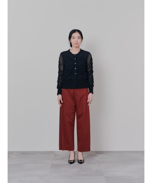 DOLLUPOOPS（ドールアップウップス）の「サイドプリーツ配色ステッチパンツ（スラックス・レディース・ワインレッド/ブラウン/ブラック・38）」の12枚目の写真