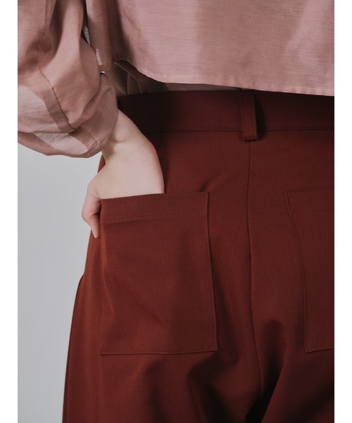 DOLLUPOOPS（ドールアップウップス）の「サイドプリーツ配色ステッチパンツ（スラックス・レディース・ワインレッド/ブラウン/ブラック・38）」の14枚目の写真