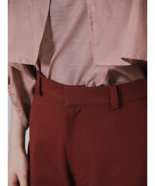 DOLLUPOOPS（ドールアップウップス）の「サイドプリーツ配色ステッチパンツ（スラックス・レディース・ワインレッド/ブラウン/ブラック・38）」の16枚目の写真