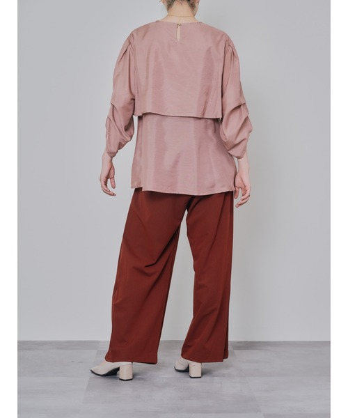 DOLLUPOOPS（ドールアップウップス）の「サイドプリーツ配色ステッチパンツ（スラックス・レディース・ワインレッド/ブラウン/ブラック・38）」の7枚目の写真