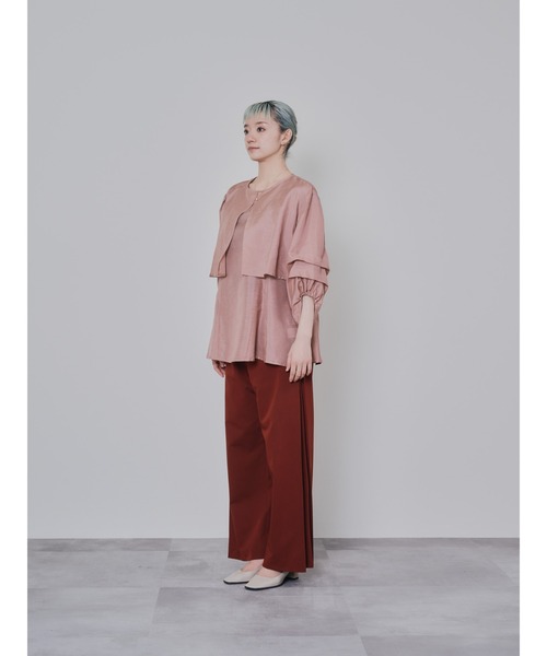 DOLLUPOOPS（ドールアップウップス）の「サイドプリーツ配色ステッチパンツ（スラックス・レディース・ワインレッド/ブラウン/ブラック・38）」の18枚目の写真