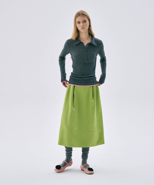 Mardi Mercredi(マルディメクルディ)の「RIBBED KNIT SLIMFIT TOP / リブニット スリム フィット トップ(ニット/セーター・レディース・ライトブルー/ピンク/チャコール/ネイビー・FREE)」の7枚目の写真