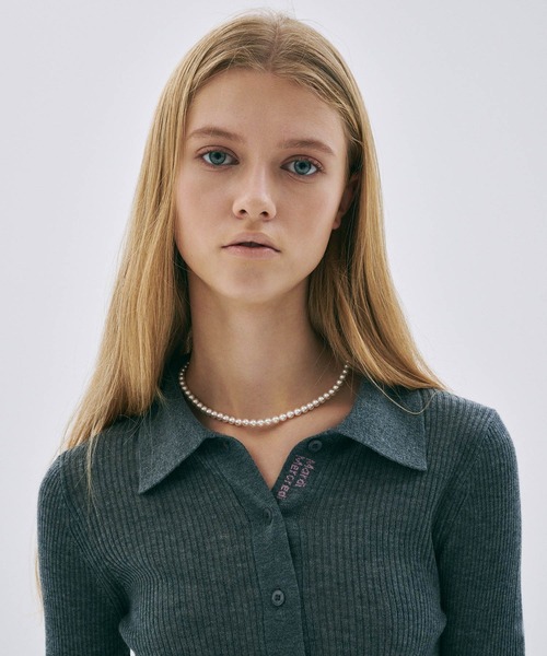 Mardi Mercredi(マルディメクルディ)の「RIBBED KNIT SLIMFIT TOP / リブニット スリム フィット トップ(ニット/セーター・レディース・ライトブルー/ピンク/チャコール/ネイビー・FREE)」の8枚目の写真