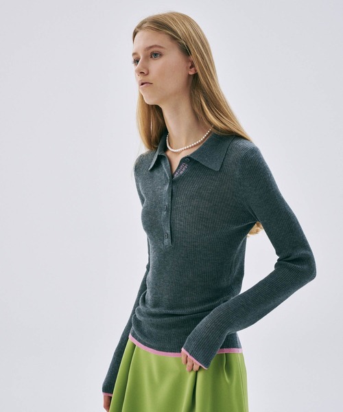 マルディ ニット RIBBED KNIT SLIMFIT TOP（ニット/セーター）｜Mardi Mercredi