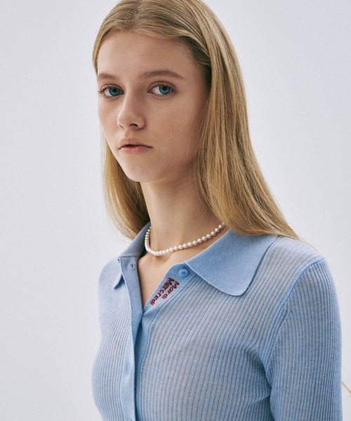 Mardi Mercredi(マルディメクルディ)の「RIBBED KNIT SLIMFIT TOP / リブニット スリム フィット トップ(ニット/セーター・レディース・ライトブルー/ピンク/チャコール/ネイビー・FREE)」の15枚目の写真