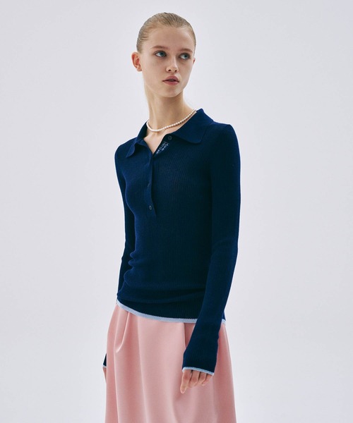 Mardi Mercredi(マルディメクルディ)の「RIBBED KNIT SLIMFIT TOP / リブニット スリム フィット トップ(ニット/セーター・レディース・ライトブルー/ピンク/チャコール/ネイビー・FREE)」の21枚目の写真