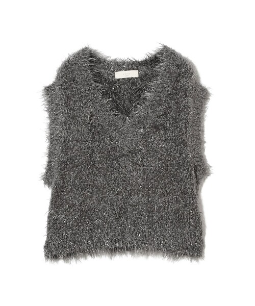 B:MING by BEAMS（ビーミングバイビームス）の「ラメニット ベスト（ベスト・レディース・チャコールグレー/オフホワイト・ONE SIZE）」の2枚目の写真