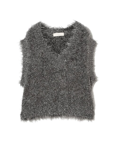 B:MING by BEAMS（ビーミングバイビームス）の「ラメニット ベスト（ベスト・レディース・チャコールグレー/オフホワイト・ONE SIZE）」の6枚目の写真