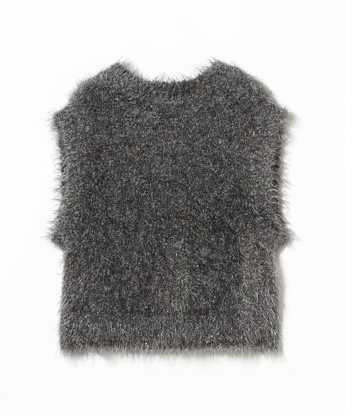 B:MING by BEAMS（ビーミングバイビームス）の「ラメニット ベスト（ベスト・レディース・チャコールグレー/オフホワイト・ONE SIZE）」の5枚目の写真