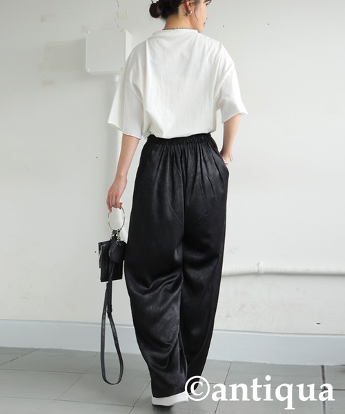 antiqua(アンティカ)の「マットサテンパンツ(その他パンツ・レディース・グリーン系その他/ブラック・ONESIZE)」の3枚目の写真
