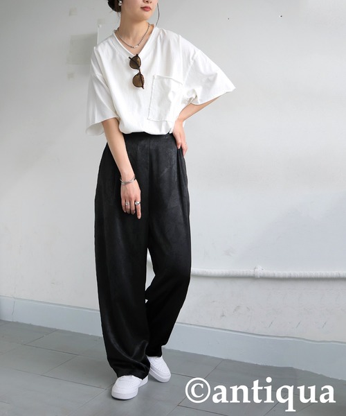 antiqua(アンティカ)の「マットサテンパンツ(その他パンツ・レディース・グリーン系その他/ブラック・ONESIZE)」の4枚目の写真