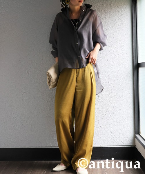 antiqua(アンティカ)の「マットサテンパンツ(その他パンツ・レディース・グリーン系その他/ブラック・ONESIZE)」の9枚目の写真