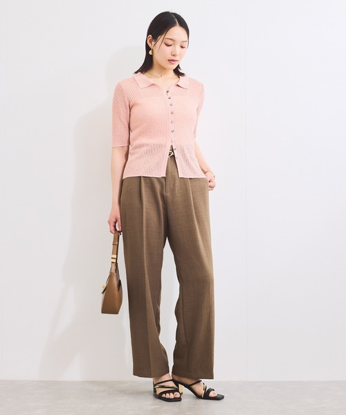 VIS(ビス)の「サマーニットシアーリブカーディガン(カーディガン/ボレロ・レディース・ピンク系その他2/キナリ/チャコールグレー・FREE)」の5枚目の写真