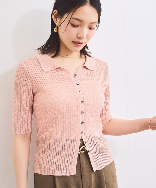 VIS(ビス)の「サマーニットシアーリブカーディガン(カーディガン/ボレロ・レディース・ピンク系その他2/キナリ/チャコールグレー・FREE)」の6枚目の写真