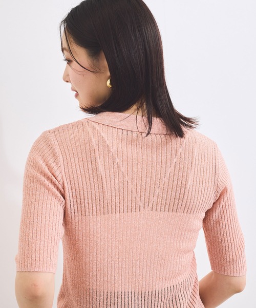 VIS(ビス)の「サマーニットシアーリブカーディガン(カーディガン/ボレロ・レディース・ピンク系その他2/キナリ/チャコールグレー・FREE)」の7枚目の写真