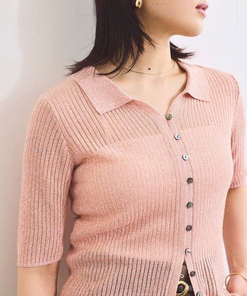 VIS(ビス)の「サマーニットシアーリブカーディガン(カーディガン/ボレロ・レディース・ピンク系その他2/キナリ/チャコールグレー・FREE)」の8枚目の写真