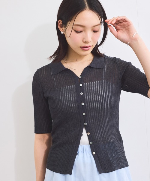 VIS(ビス)の「サマーニットシアーリブカーディガン(カーディガン/ボレロ・レディース・ピンク系その他2/キナリ/チャコールグレー・FREE)」の14枚目の写真