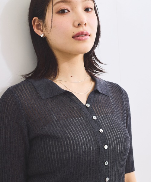 VIS(ビス)の「サマーニットシアーリブカーディガン(カーディガン/ボレロ・レディース・ピンク系その他2/キナリ/チャコールグレー・FREE)」の15枚目の写真