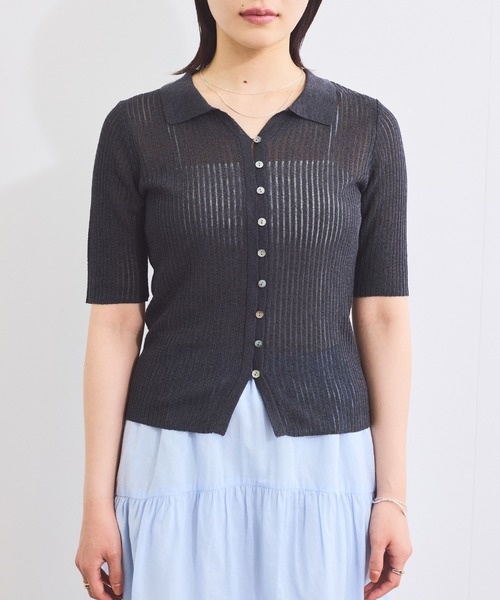 VIS(ビス)の「サマーニットシアーリブカーディガン(カーディガン/ボレロ・レディース・ピンク系その他2/キナリ/チャコールグレー・FREE)」の16枚目の写真