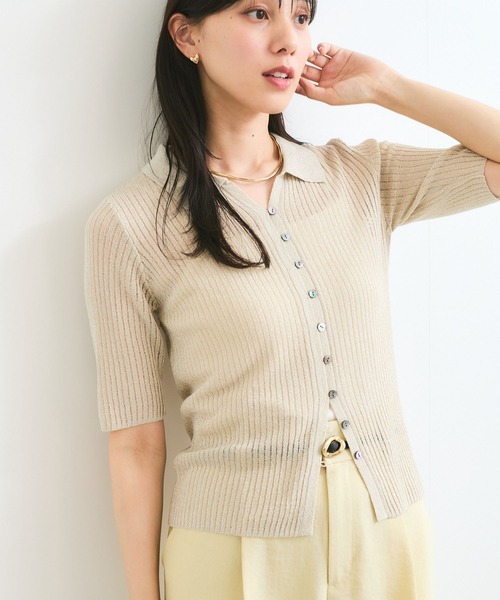 VIS(ビス)の「サマーニットシアーリブカーディガン(カーディガン/ボレロ・レディース・ピンク系その他2/キナリ/チャコールグレー・FREE)」の22枚目の写真