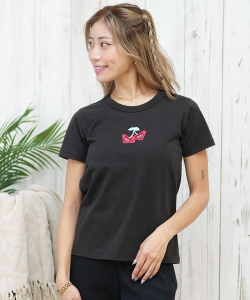 ROXY(ロキシー)の「ROXY/ロキシー CHERRY CHERRY S/S TEE Tシャツ RST252062(Tシャツ/カットソー・レディース・ブルー/ブラック/イエロー/ナチュラル・M/L)」の2枚目の写真