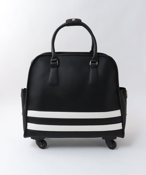 4輪両サイドポッケ付ボーダーキャリー（スーツケース/キャリーバッグ