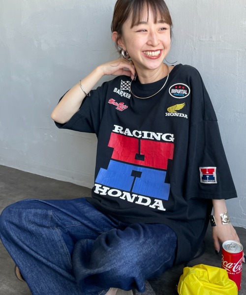 tシャツ 「HONDA×JEANS FACTORY/ホンダ×ジーンズファクトリー」 HONDA コラボレーション レーシング ジャージTシャツ レディ JEANS FACTORY tシャツ 「HONDA×JEANS FACTORY/ホンダ×ジーンズ