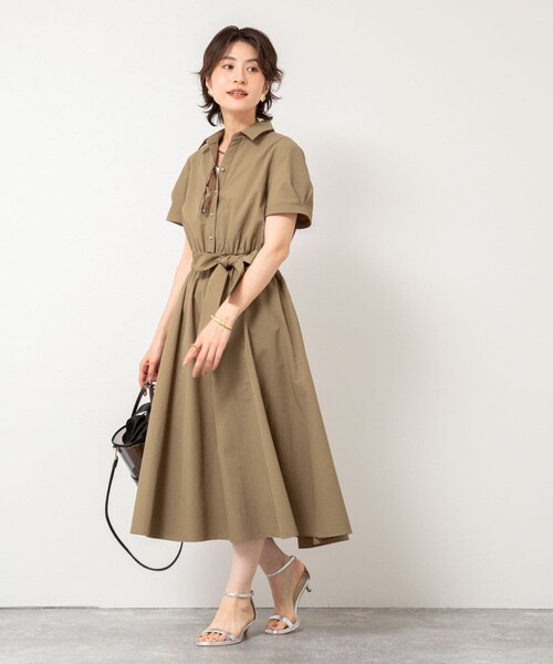 NOLLEY’S Sophi(ノーリーズソフィ)の「ウォッシャブルサッカーシャツワンピース(シャツワンピース・レディース・オリーブ/ホワイト/ネイビー・38/36)」の21枚目の写真