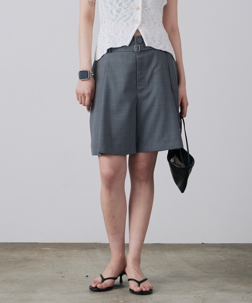 LE CIEL BLEU★Tailored Short Pants シンプル セール】LE CIEL BLEU/ルシェルブルー Tucked Front Shorts
