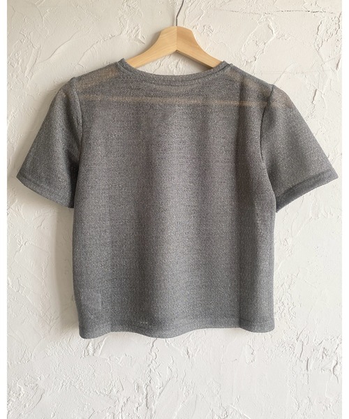 She's Closet(シーズクローゼット)の「ドライタッチ半袖ショート丈透かし編みラメシアートップス/Tシャツ(Tシャツ/カットソー・レディース・アイボリー/ブラック/グレー・FREE)」の16枚目の写真
