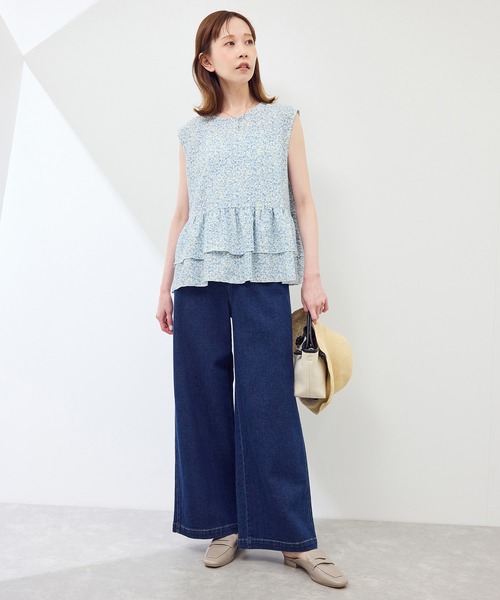 ROPE' PICNIC(ロペピクニック)の「小花柄ティアードゼロスリーブブラウス(シャツ/ブラウス・レディース・ブルー/グレー/ベージュ・38)」の22枚目の写真