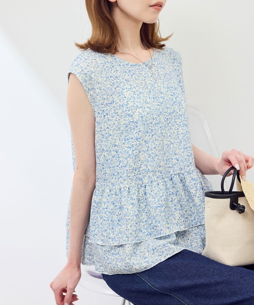 ROPE' PICNIC(ロペピクニック)の「小花柄ティアードゼロスリーブブラウス(シャツ/ブラウス・レディース・ブルー/グレー/ベージュ・38)」の18枚目の写真