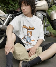 HOOK（フック）の「HOOK -original-　アメリカンカートゥーン釣り猫プリントラグランスリーブTEE (SS)（Tシャツ/カットソー）」