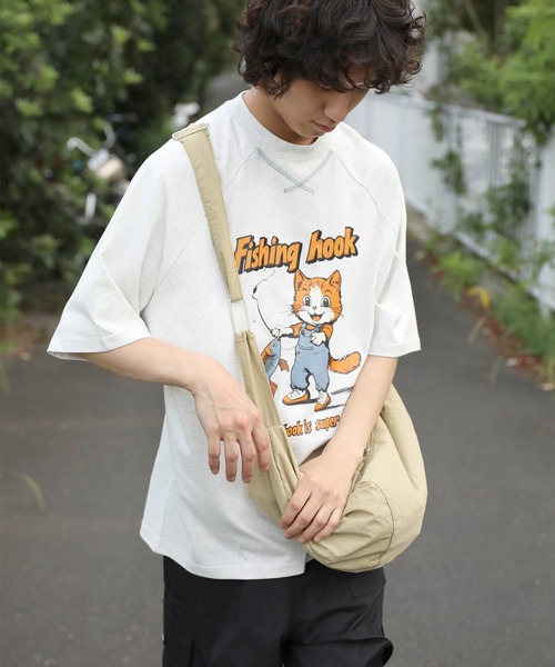 HOOK(フック)の「HOOK -original- アメリカンカートゥーン釣り猫プリントラグランスリーブTEE (SS)(Tシャツ/カットソー・メンズ・ホワイト/ライトグレー・MEDIUM/LARGE/X-LARGE)」の13枚目の写真