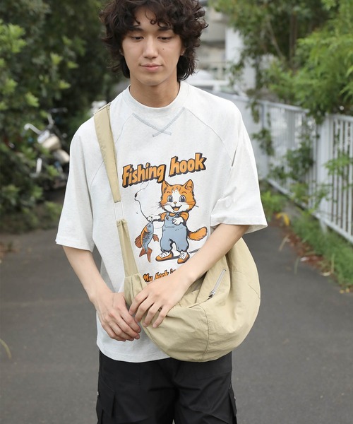 HOOK(フック)の「HOOK -original- アメリカンカートゥーン釣り猫プリントラグランスリーブTEE (SS)(Tシャツ/カットソー・メンズ・ホワイト/ライトグレー・MEDIUM/LARGE/X-LARGE)」の14枚目の写真
