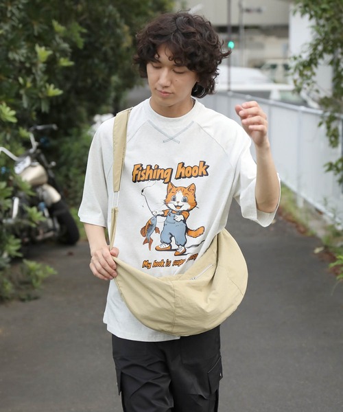 HOOK(フック)の「HOOK -original- アメリカンカートゥーン釣り猫プリントラグランスリーブTEE (SS)(Tシャツ/カットソー・メンズ・ホワイト/ライトグレー・MEDIUM/LARGE/X-LARGE)」の15枚目の写真