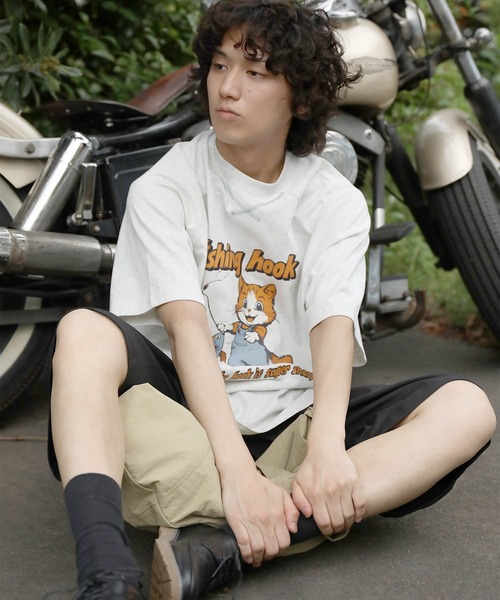 HOOK(フック)の「HOOK -original- アメリカンカートゥーン釣り猫プリントラグランスリーブTEE (SS)(Tシャツ/カットソー・メンズ・ホワイト/ライトグレー・MEDIUM/LARGE/X-LARGE)」の17枚目の写真
