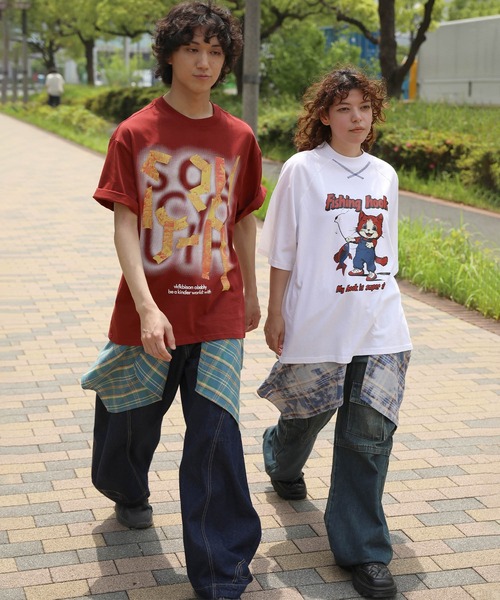 HOOK(フック)の「HOOK -original- アメリカンカートゥーン釣り猫プリントラグランスリーブTEE (SS)(Tシャツ/カットソー・メンズ・ホワイト/ライトグレー・MEDIUM/LARGE/X-LARGE)」の10枚目の写真