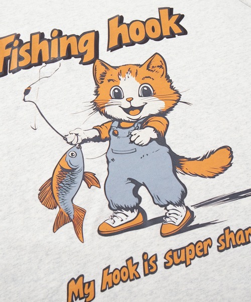 HOOK(フック)の「HOOK -original- アメリカンカートゥーン釣り猫プリントラグランスリーブTEE (SS)(Tシャツ/カットソー・メンズ・ホワイト/ライトグレー・MEDIUM/LARGE/X-LARGE)」の21枚目の写真